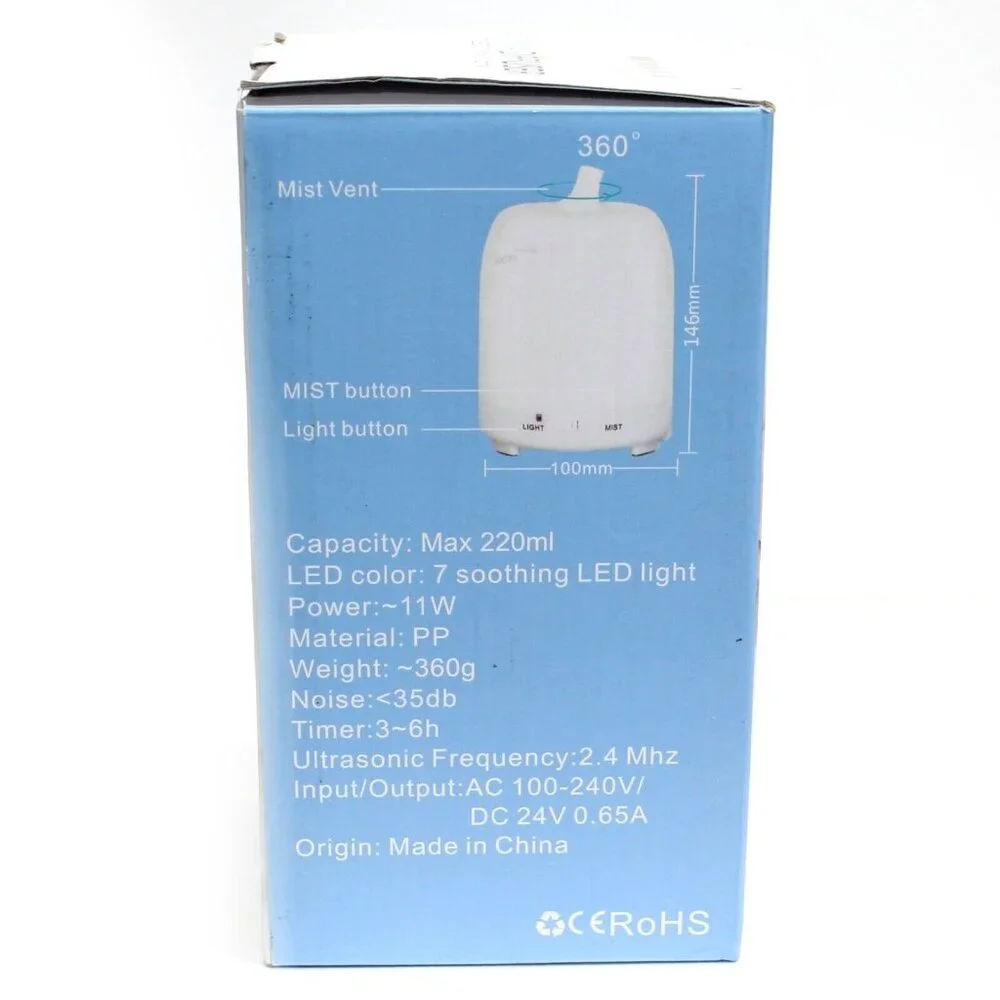 USB Essential Oil Diffuser 200ml Small Cool Mist Humidifier w/ Remote White